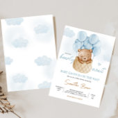 Invitation Baby shower à bulle à air chaud Teddy Bear Blue
