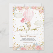 Invitation Baby shower à bulle à l'ours et au rose (Devant)