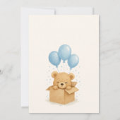Invitation Baby shower à bulle d'ours bleu doux (Dos)
