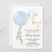 Invitation Baby shower à bulle Oh Boy (Devant)