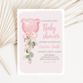Invitation Baby shower à bulle rose à l'Eucalyptus