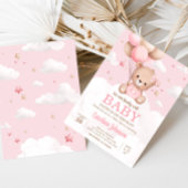 Invitation Baby shower à bulle rose Teddy Bear Nuages