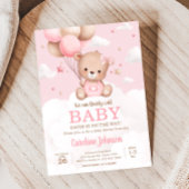 Invitation Baby shower à bulle rose Teddy Bear Nuages