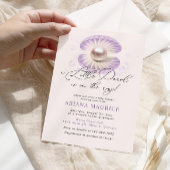 Invitation Baby shower à bulle violet Little Pearl