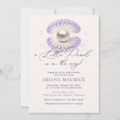 Invitation Baby shower à bulle violet Little Pearl (Devant)
