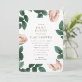 Invitation Baby shower à cadre de fleurs rose et b (Debout devant)