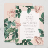 Invitation Baby shower à cadre rose rose rose rose (Devant / Derrière)