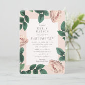 Invitation Baby shower à cadre rose rose rose rose (Debout devant)