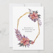 Invitation Baby shower à cadre rouge rose violet Floral or (Dos)