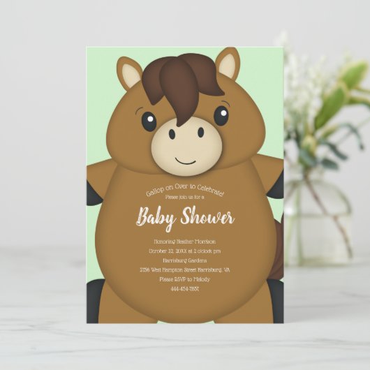 Invitation Baby shower à cheval (Debout devant)
