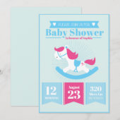 Invitation Baby shower à cheval rocheux mignon (Devant / Derrière)