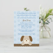 Invitation Baby shower à chiot bleu (Debout devant)