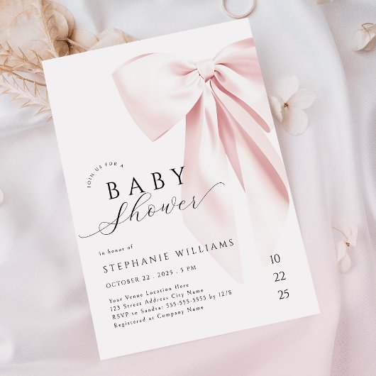 Invitation Baby shower à cou rose