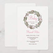 Invitation Baby shower à couronne de fleurs roses (Devant / Derrière)