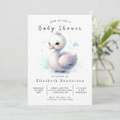 Invitation Baby shower à cygne chic et imprimable (Debout devant)