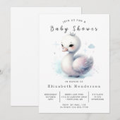 Invitation Baby shower à cygne chic et imprimable (Devant / Derrière)