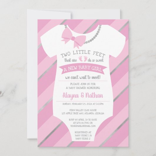 Invitation Baby shower à deux pieds (Devant)