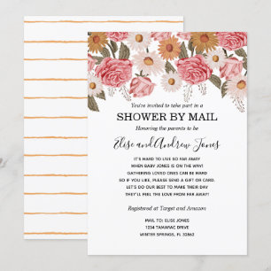 Invitation Baby-Shower À Distance Avec Fleurs Vintage Par La