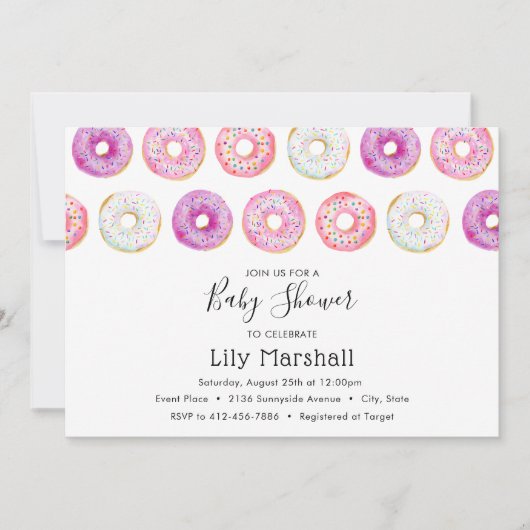 Invitation Baby shower à Donut (Devant)