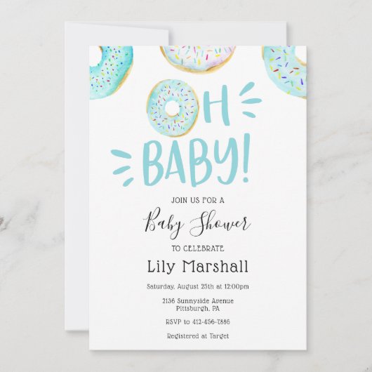 Invitation Baby shower à Donut (Devant)