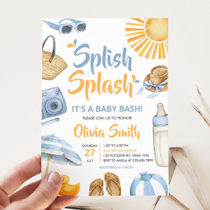 Invitation Baby shower à éclaboussures bleues