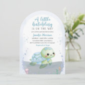 Invitation Baby shower à éclos de tortue marine Boy Blue Arch (Debout devant)