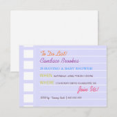 Invitation Baby shower| À faire|blu (Devant / Derrière)