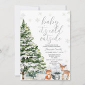 Invitation Baby shower À feuillage persistant d'arbres animau (Devant)