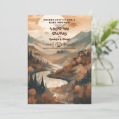 Invitation Baby shower À feuillage persistant Rustic Mountain (Debout devant)
