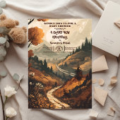 Invitation Baby shower À feuillage persistant Rustic Mountain