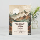 Invitation Baby shower À feuillage persistant Rustic Mountain (Debout devant)