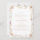 Invitation Baby shower à fleurs Boho (Devant)