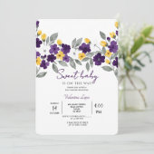 Invitation Baby shower à fleurs colorées blanches (Debout devant)