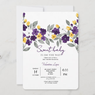 Invitation Baby shower à fleurs colorées blanches