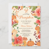 Invitation Baby shower à fleurs crème citrouille Fall Boho Li (Devant)