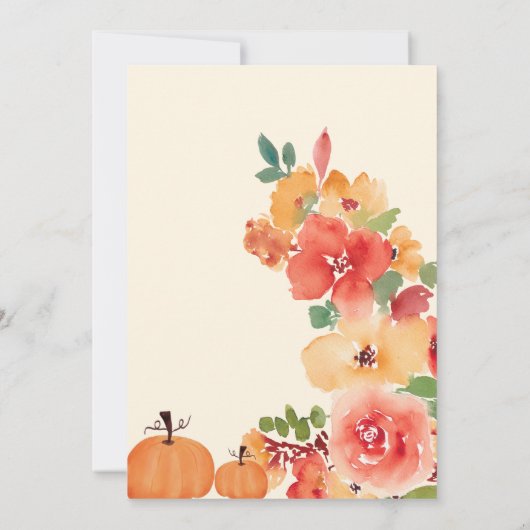 Invitation Baby shower à fleurs crème citrouille Fall Boho Li (Dos)