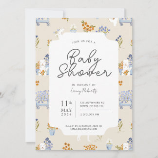 Invitation Baby shower à fleurs de Chien à Chien à Chien à Ch
