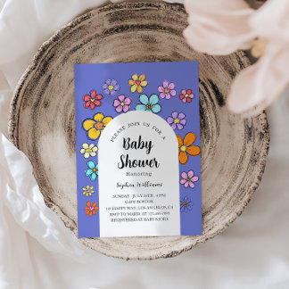 Invitation Baby shower à fleurs de Whimsical - Pêche & Pastel