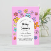 Invitation Baby shower à fleurs de Whimsical - Pêche & Pastel (Debout devant)
