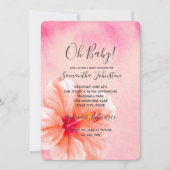 Invitation Baby shower à fleurs d'hibiscus rose tropique (Devant)