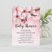 Invitation Baby shower à fleurs rose (Debout devant)