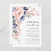 Invitation Baby shower à fleurs roses (Devant / Derrière)