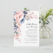 Invitation Baby shower à fleurs roses (Debout devant)