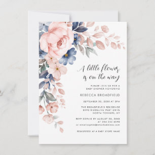 Invitation Baby shower à fleurs roses
