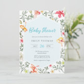 Invitation Baby shower à fleurs tropicales hawaïen (Debout devant)