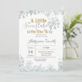 Invitation Baby shower à flocons d'argent blanc (Debout devant)