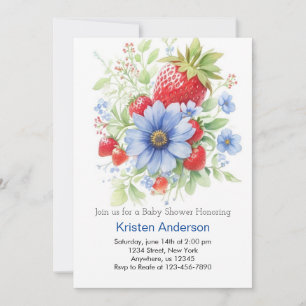 Invitation Baby shower à fraise à aquarelle modifiable