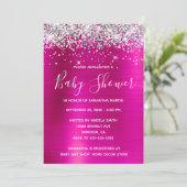 Invitation Baby shower à huile rose chaud Parties scintillant (Debout devant)