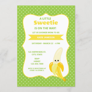 Invitation Baby shower à la banane mignonne Little Sweetie