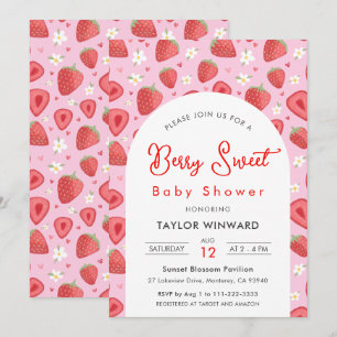 Invitation Baby Shower à la Fraise Douceur des Baies Fleurs R
